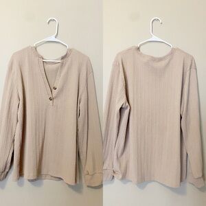 Elegant Woven Beige Women's Blouse Size 3XL